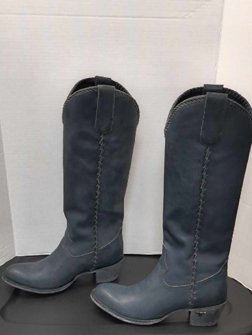 NWOB Lane Women's Tall Western Blue Leather Boots - Picture 5 of 11